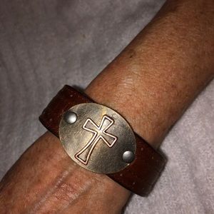 Leather hammered metal cuff